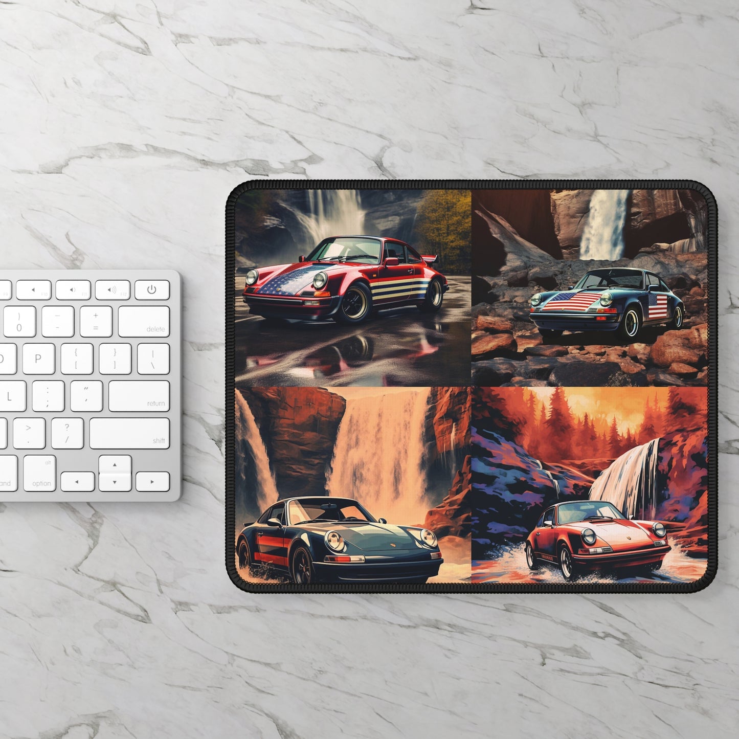 Gaming Mouse Pad  American Flag Porsche Abstract 5