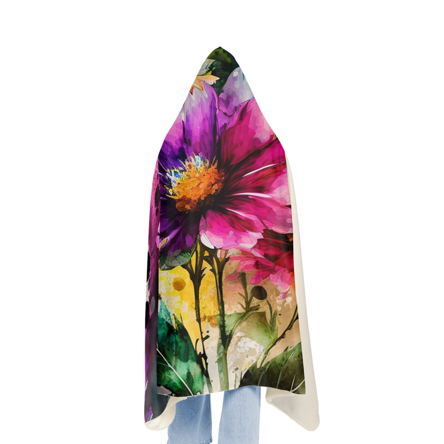 Snuggle Hooded Blanket Bright Spring Flowers 1