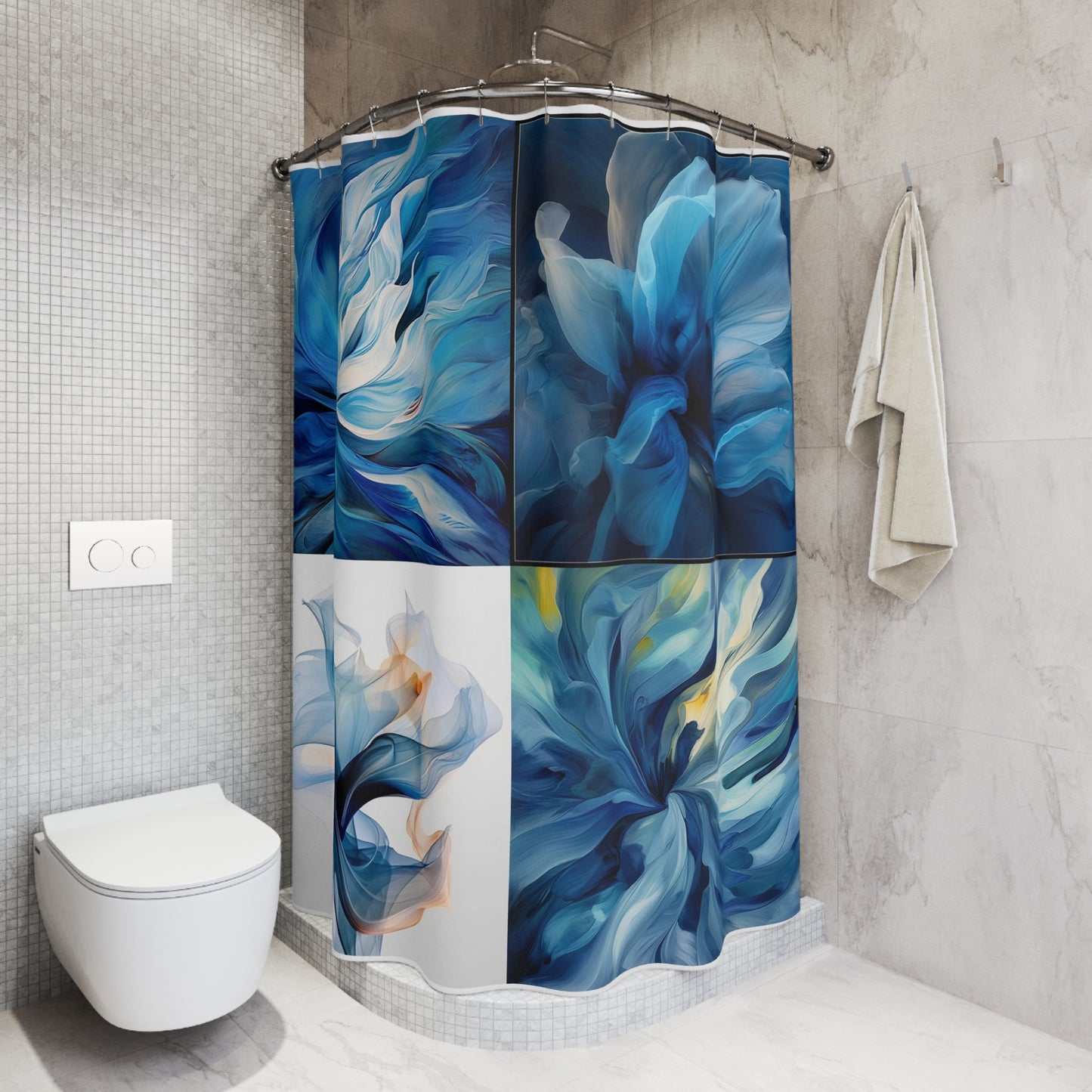 Polyester Shower Curtain Blue Tluip Abstract 5