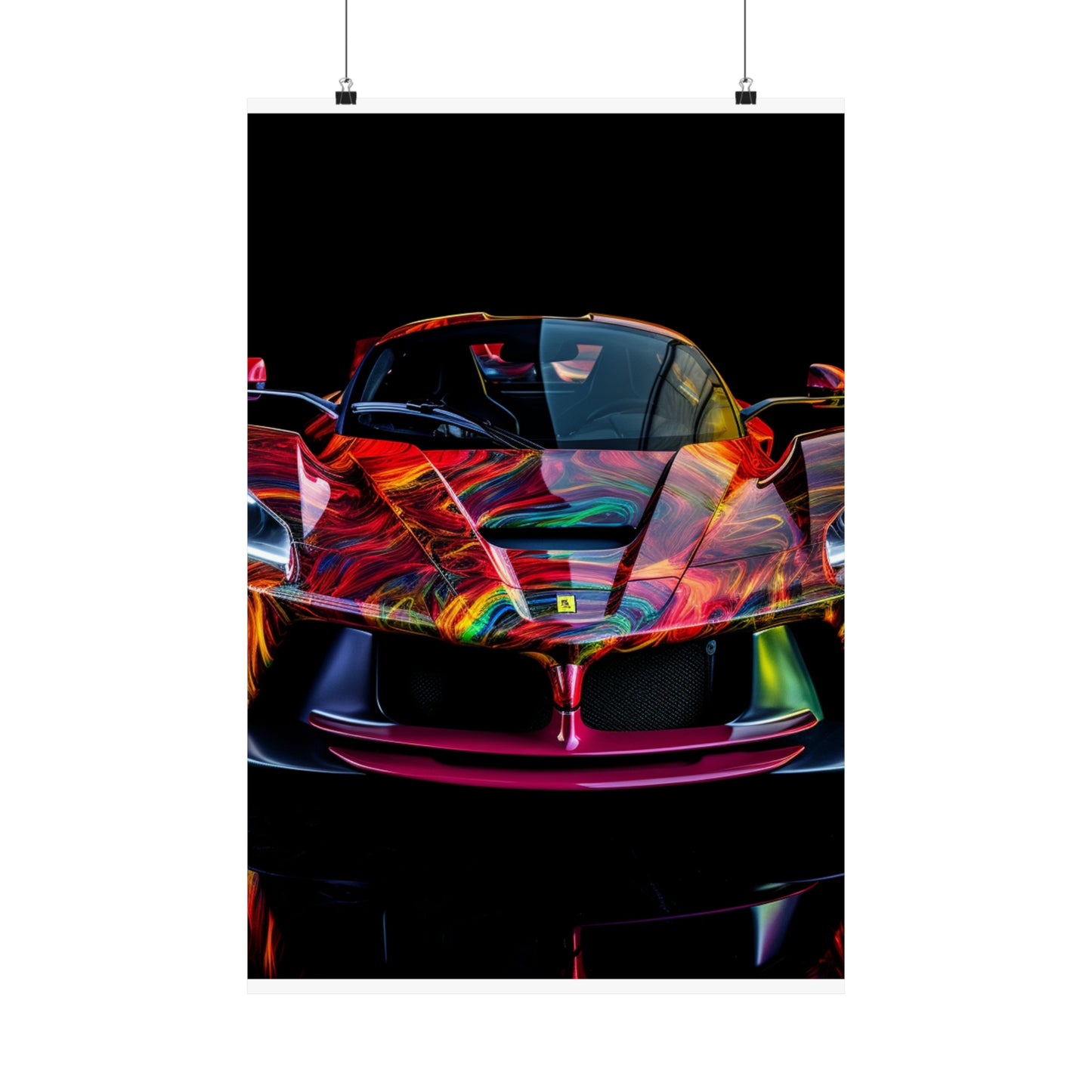 Premium Matte Vertical Posters Ferrari Neon 3