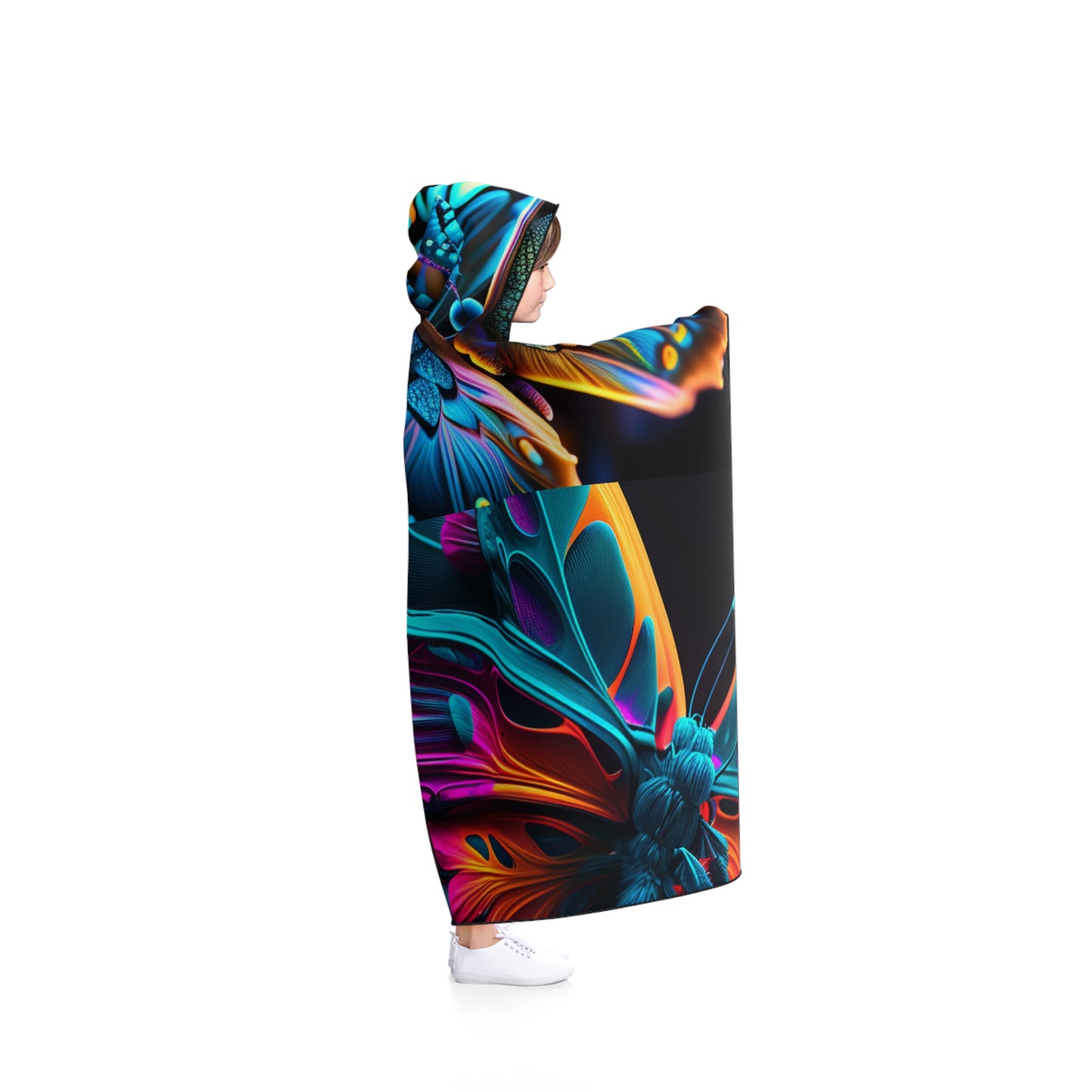 Hooded Blanket Neon Butterfly Macro 5