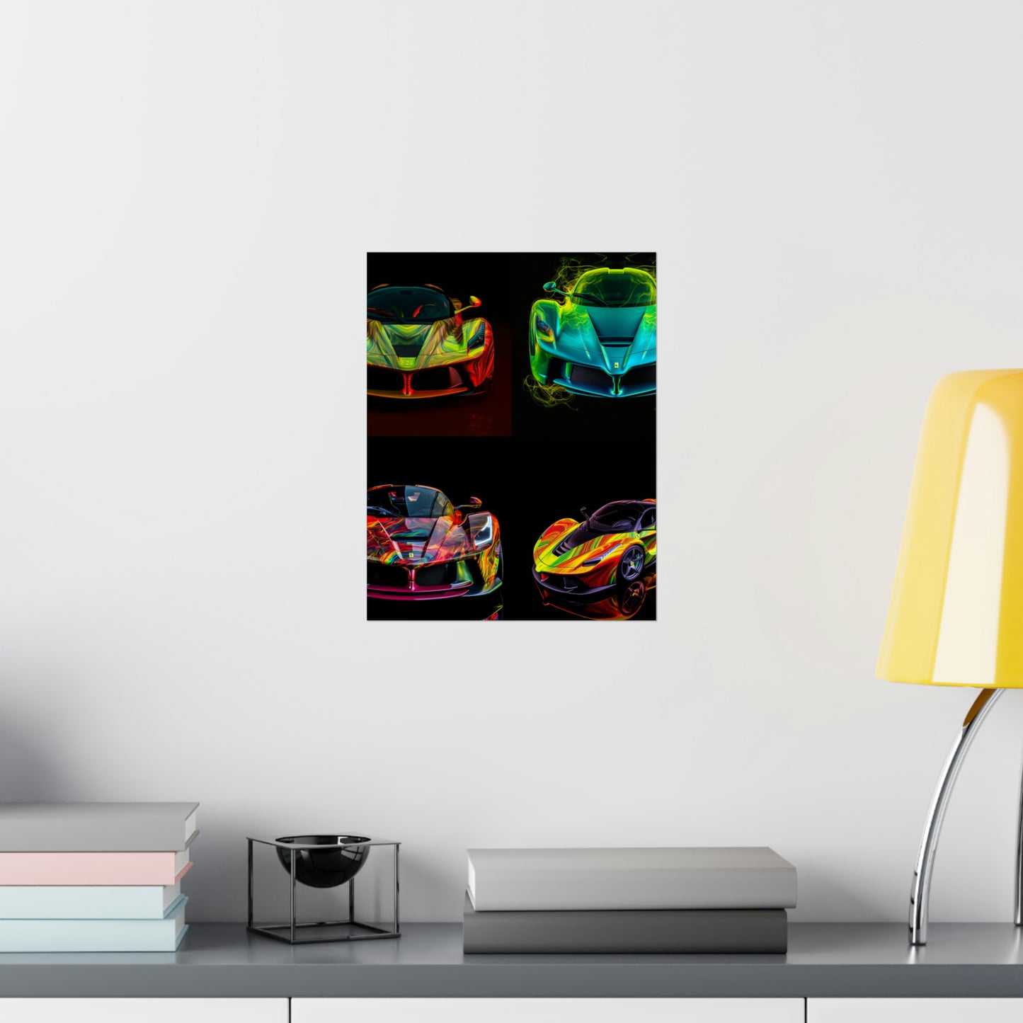 Premium Matte Vertical Posters Ferrari Neon 5