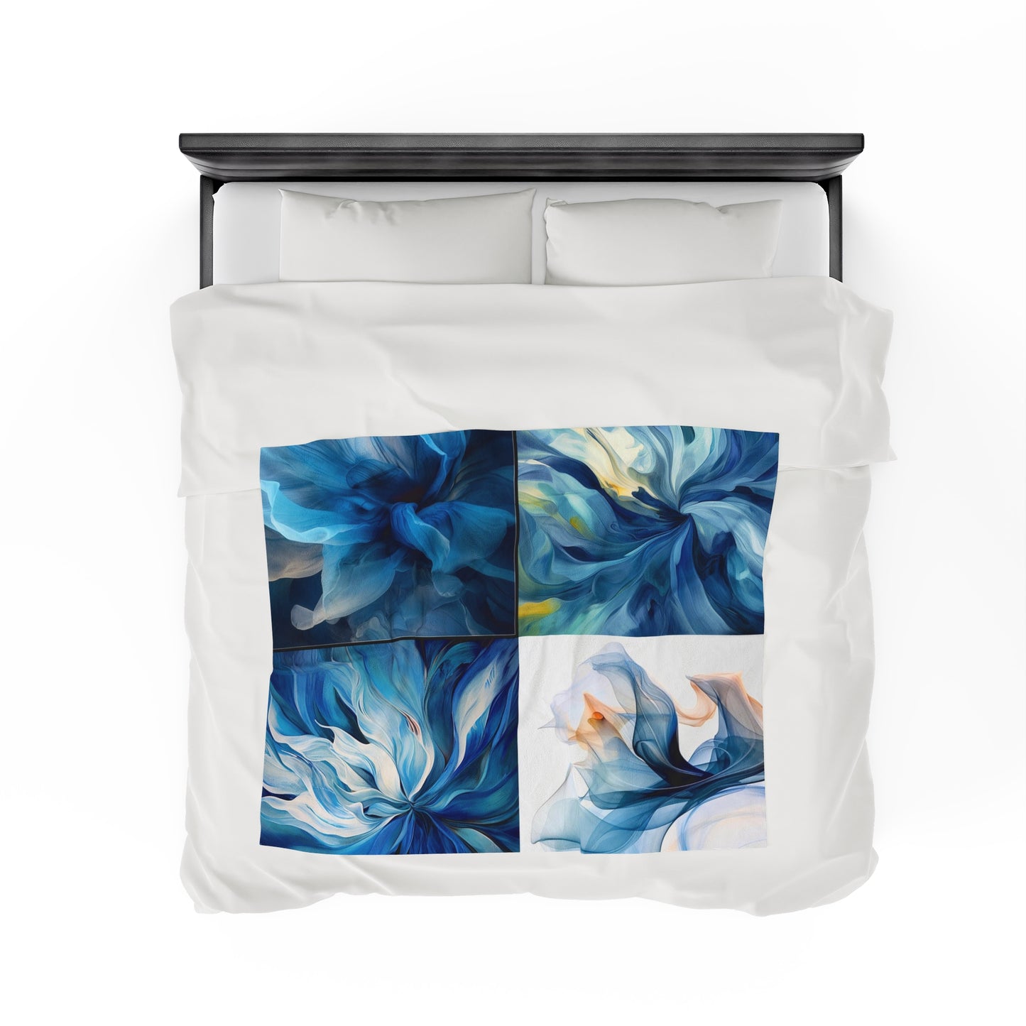 Velveteen Plush Blanket Blue Tluip Abstract 5