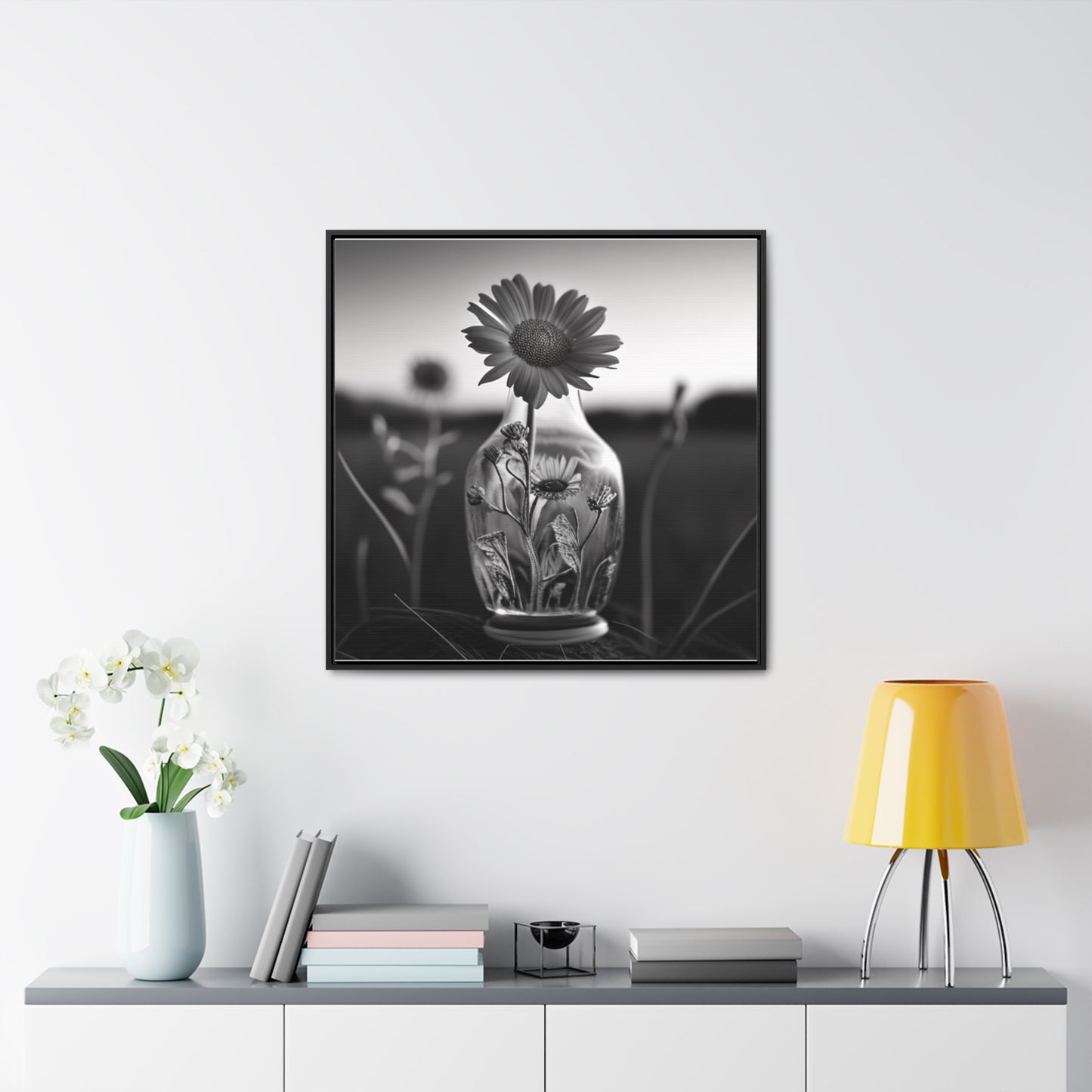 Gallery Canvas Wraps, Square Frame Yellw Sunflower in a vase 2