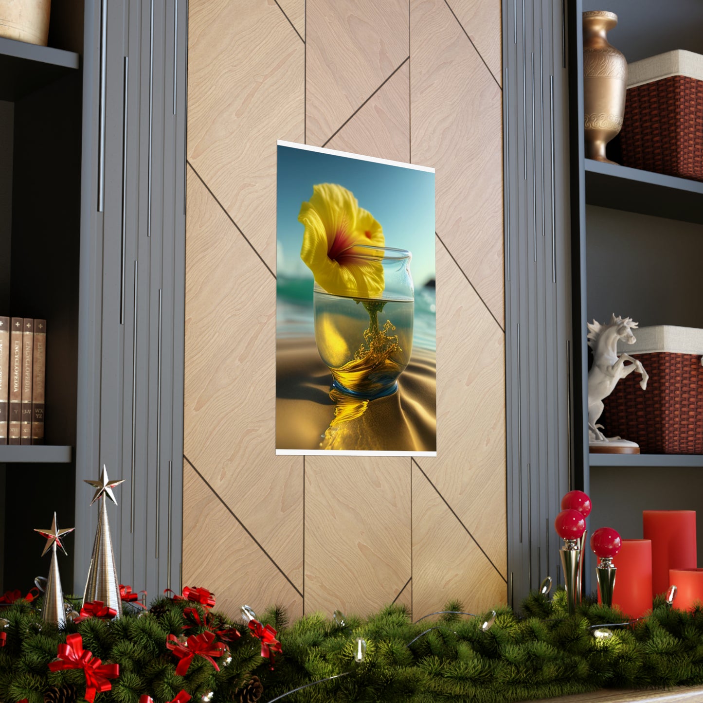 Premium Matte Vertical Posters Yellow Hibiscus glass 1