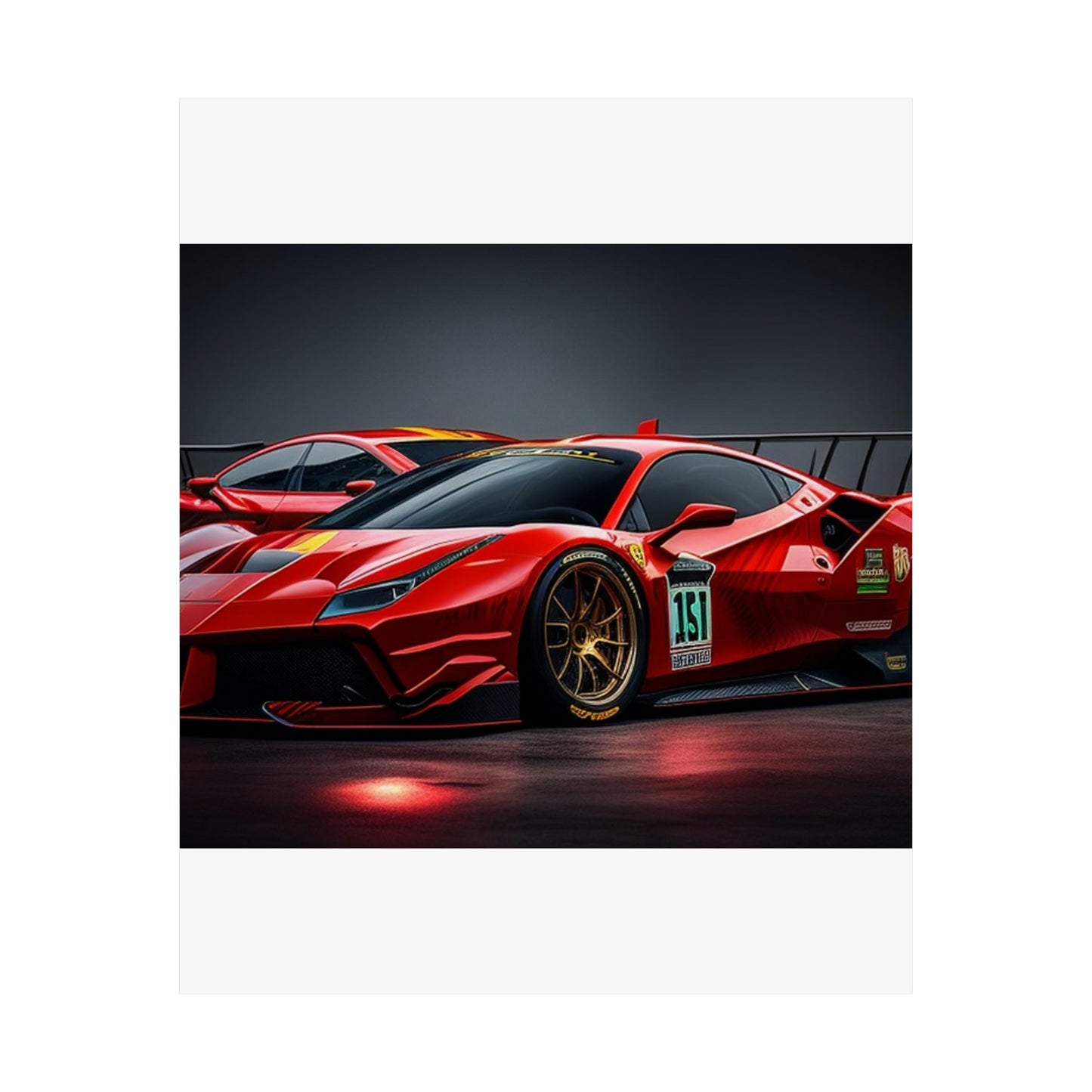 Premium Matte Vertical Posters Ferrari Red 2