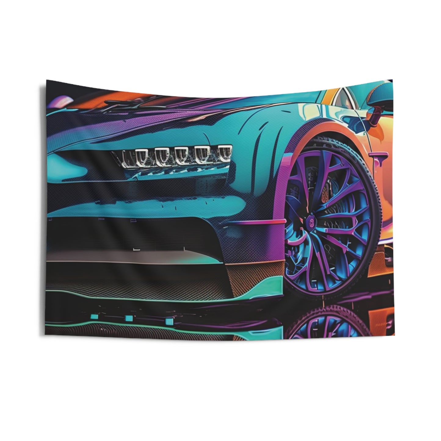 Indoor Wall Tapestries Bugatti Neon Chiron 1