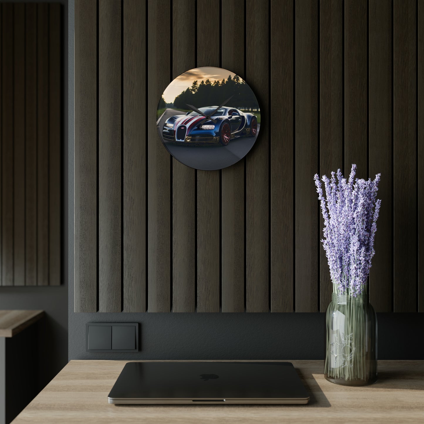 Acrylic Wall Clock Bugatti Flag American 1