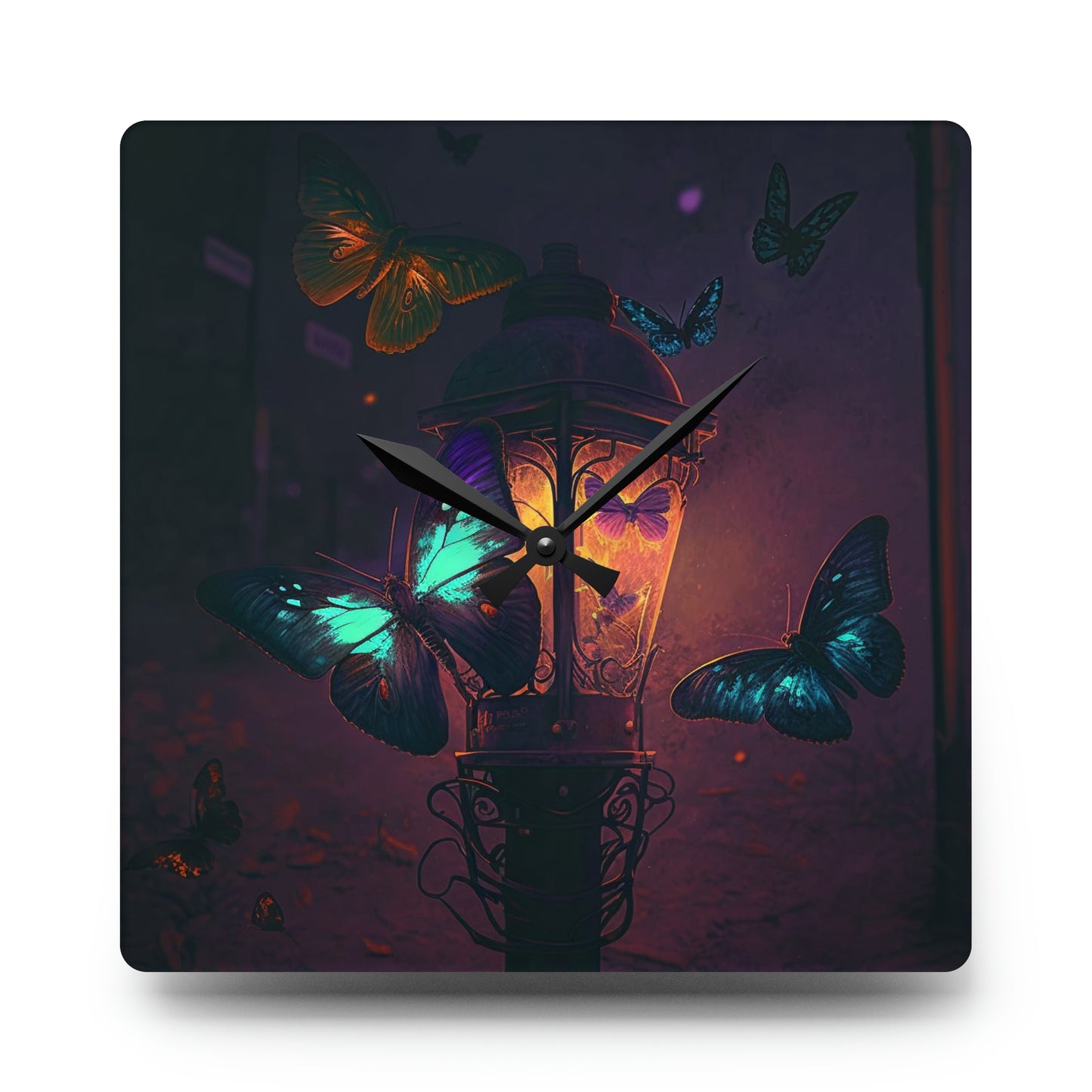 Acrylic Wall Clock Street Light Butterfly 4