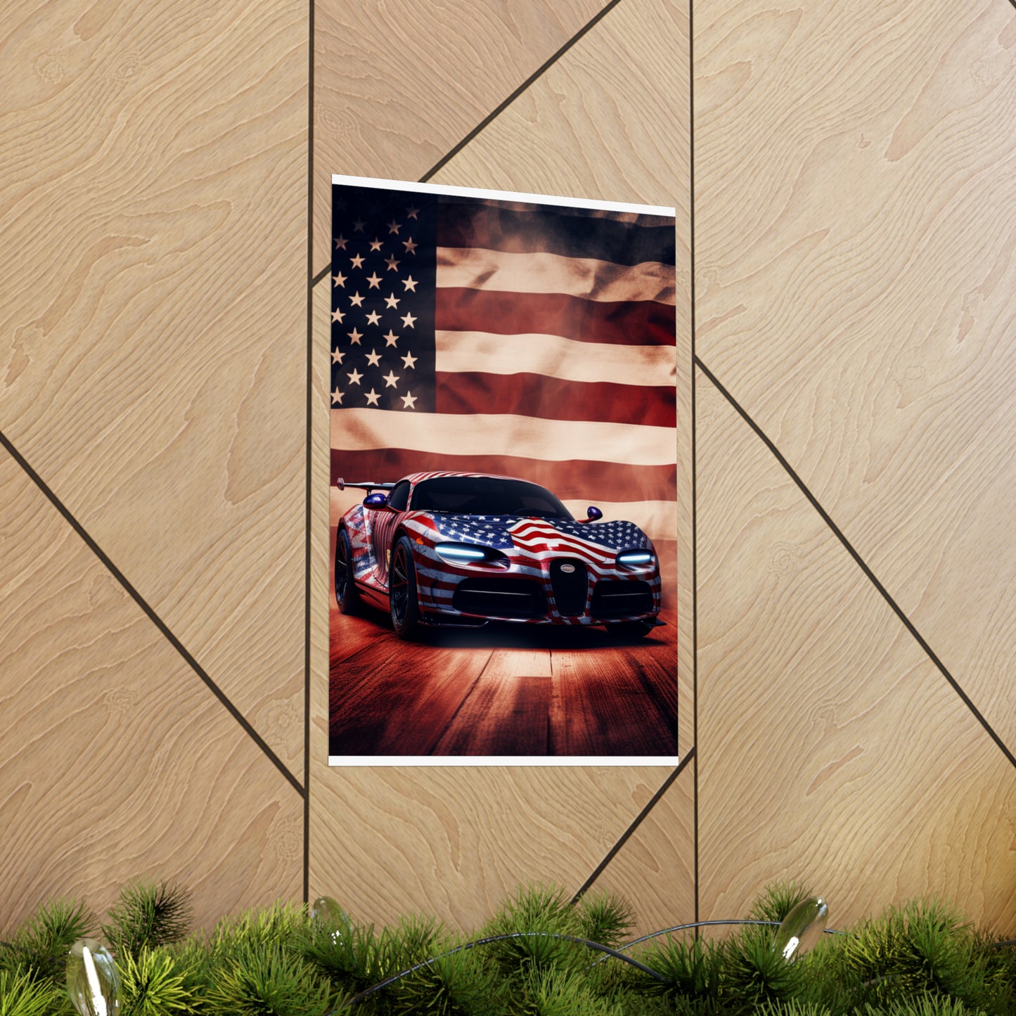 Premium Matte Vertical Posters Abstract American Flag Background Bugatti 2