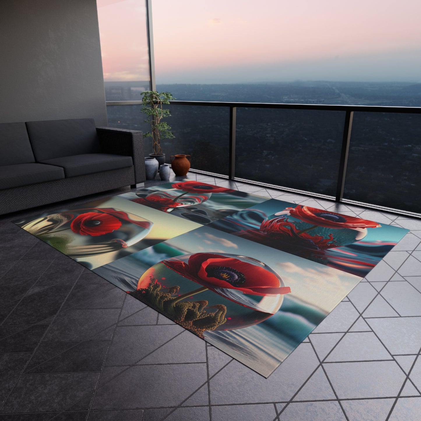 Outdoor Rug  Red Anemone in a Vase 5