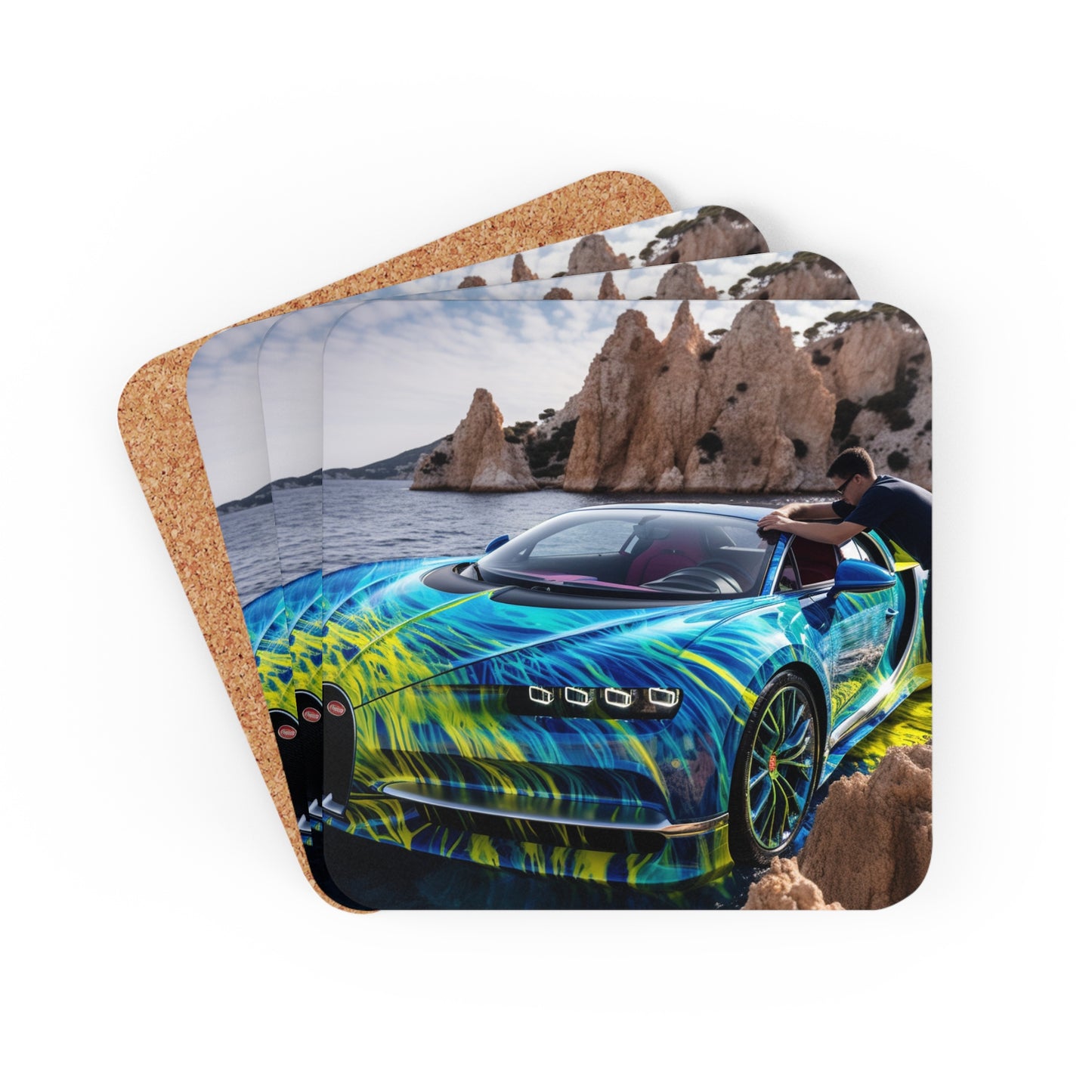 Corkwood Coaster Set Bugatti Water 1