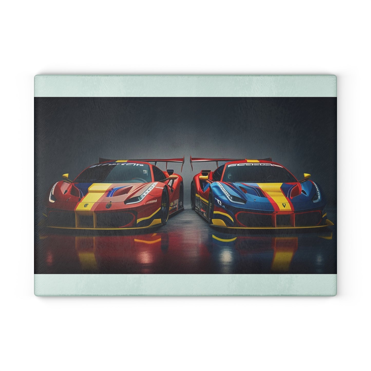 Glass Cutting Board Ferrari Red Blue 4