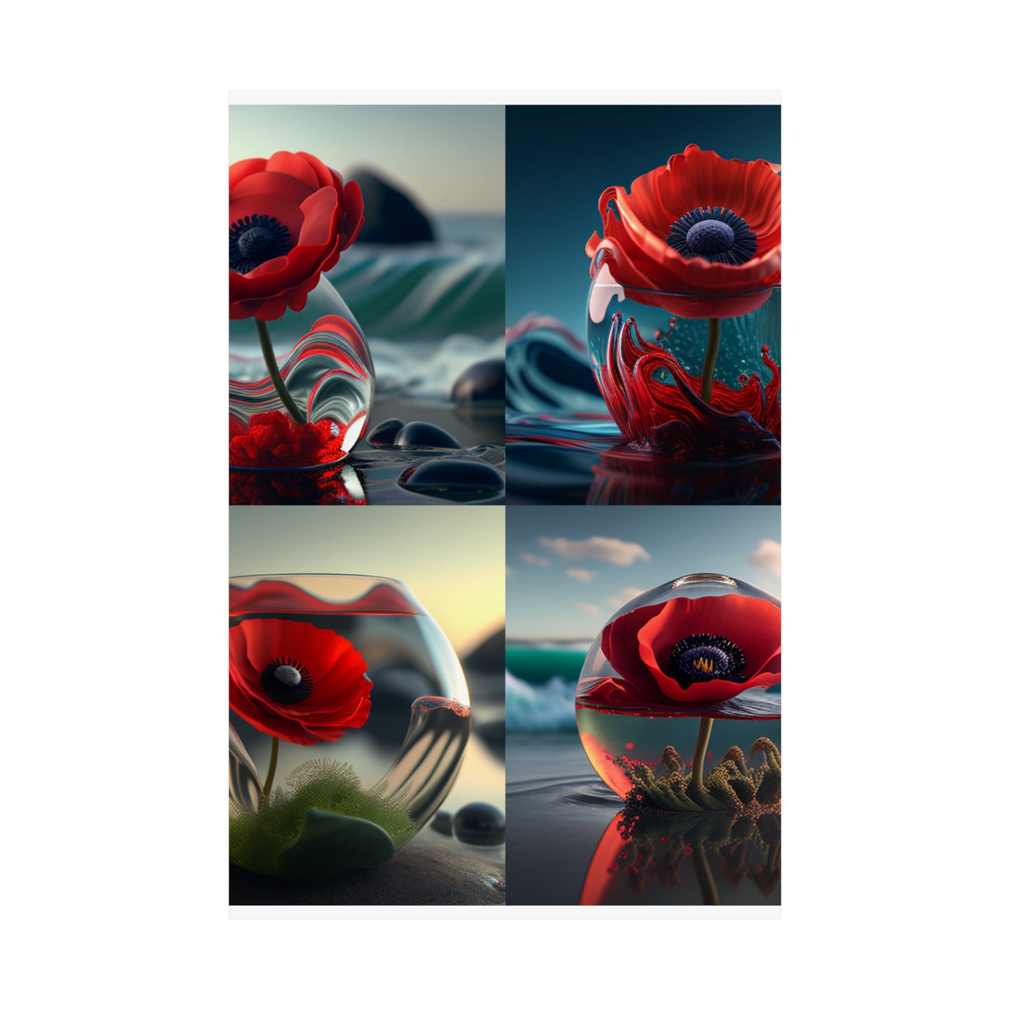 Premium Matte Vertical Posters Red Anemone in a Vase 5