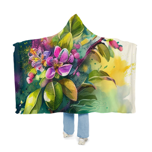 Snuggle Hooded Blanket Mother Nature Bright Spring Colors Realistic Watercolor 1