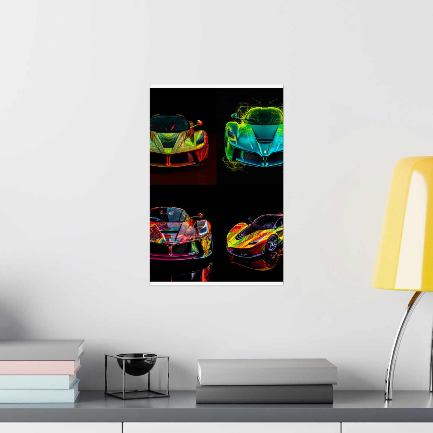 Premium Matte Vertical Posters Ferrari Neon 5