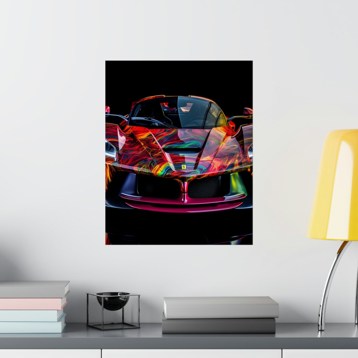 Premium Matte Vertical Posters Ferrari Neon 3