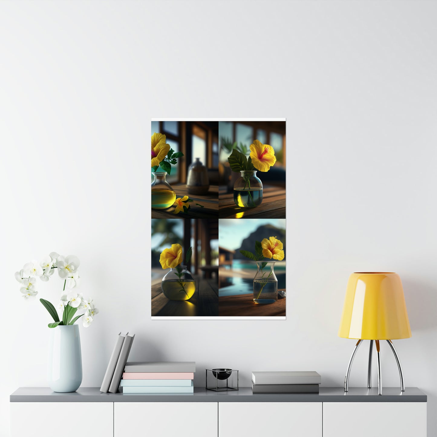 Premium Matte Vertical Posters Yellow Hibiscus Wood 5