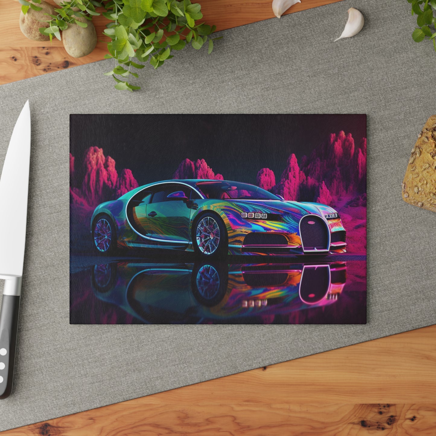 Glass Cutting Board Florescent Bugatti Flair 2