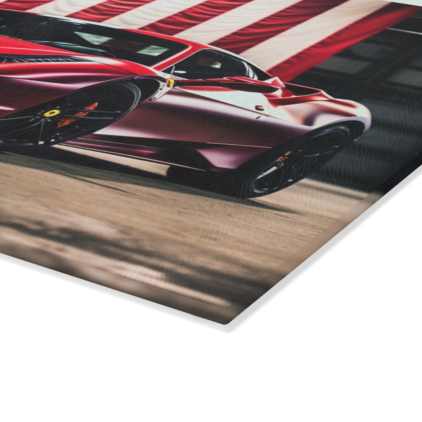 Glass Cutting Board American Flag Background Ferrari 3