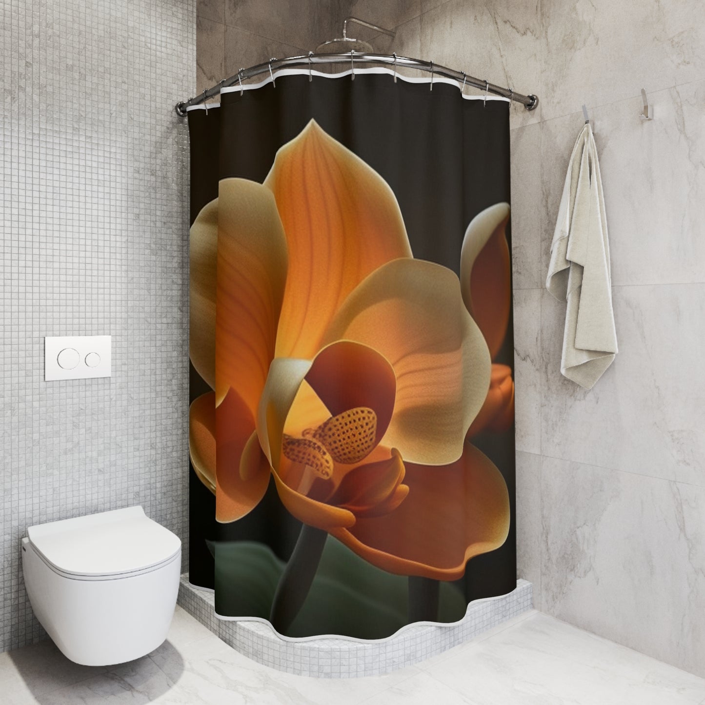 Polyester Shower Curtain Orange Orchid 4