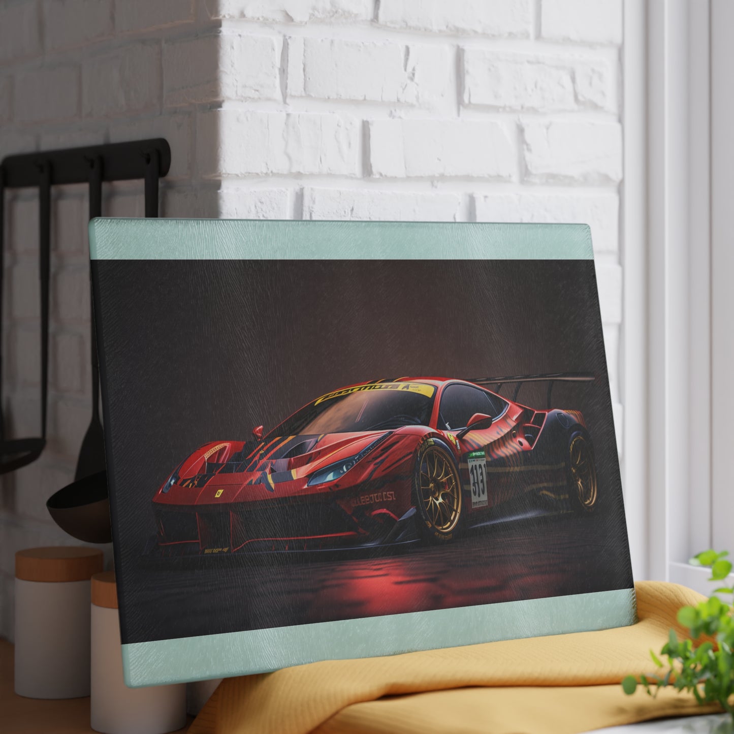 Glass Cutting Board Ferrari Red 1