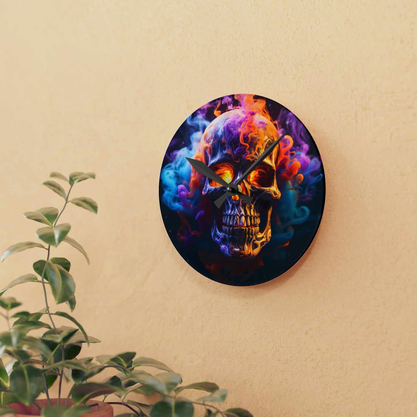 Acrylic Wall Clock Macro Skull 2