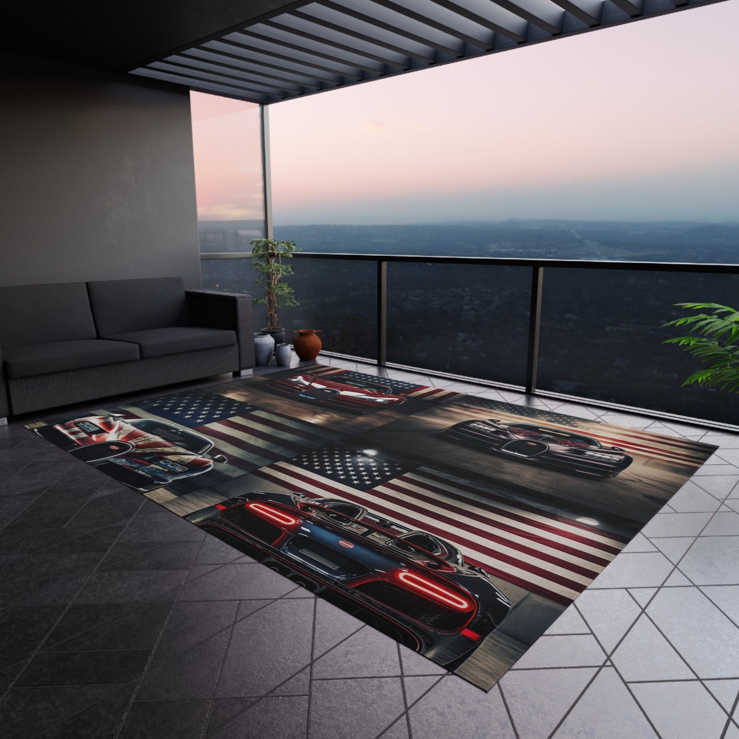 Outdoor Rug  American Flag Background Bugatti 5