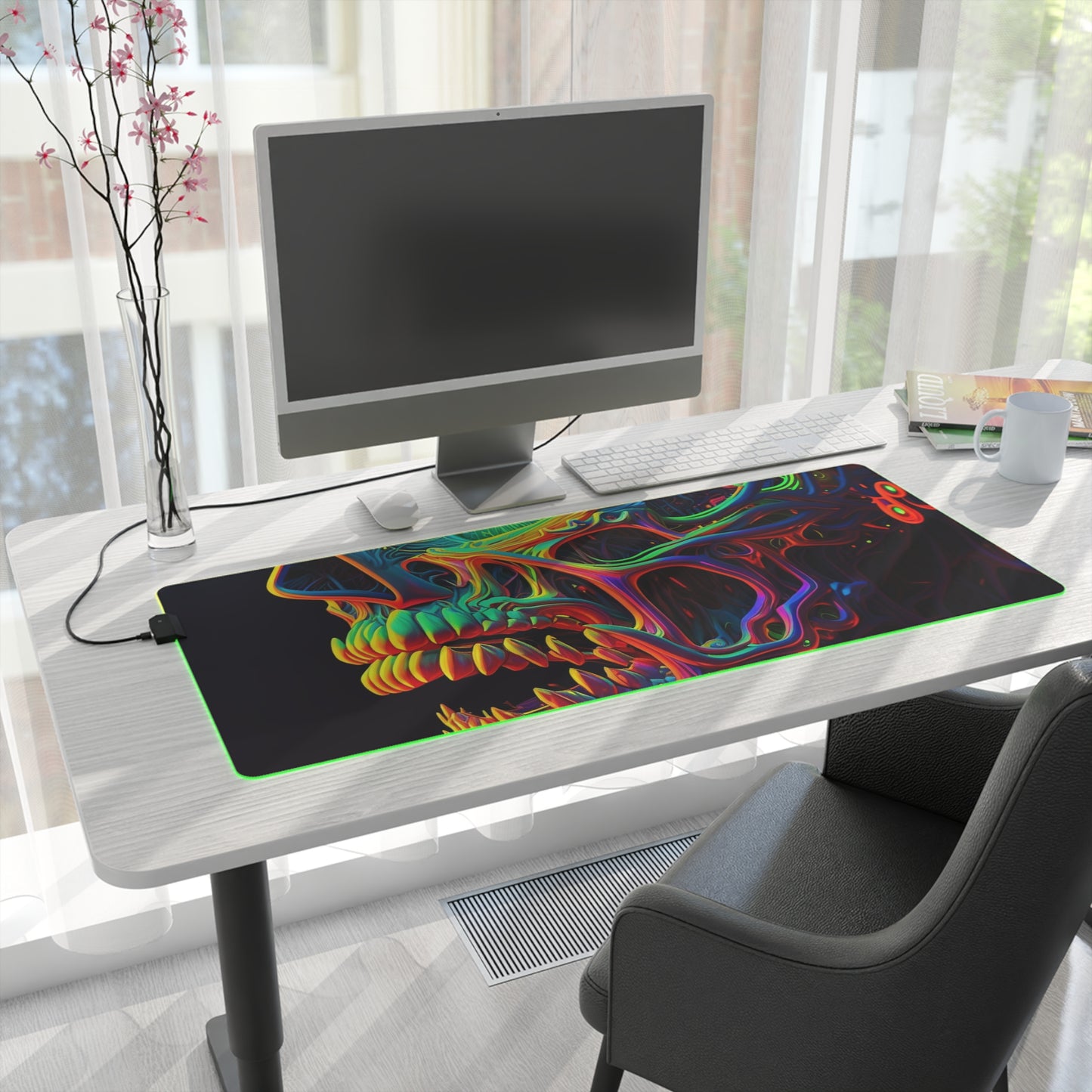 LED Gaming Mouse Pad Florescent Skull Death 1