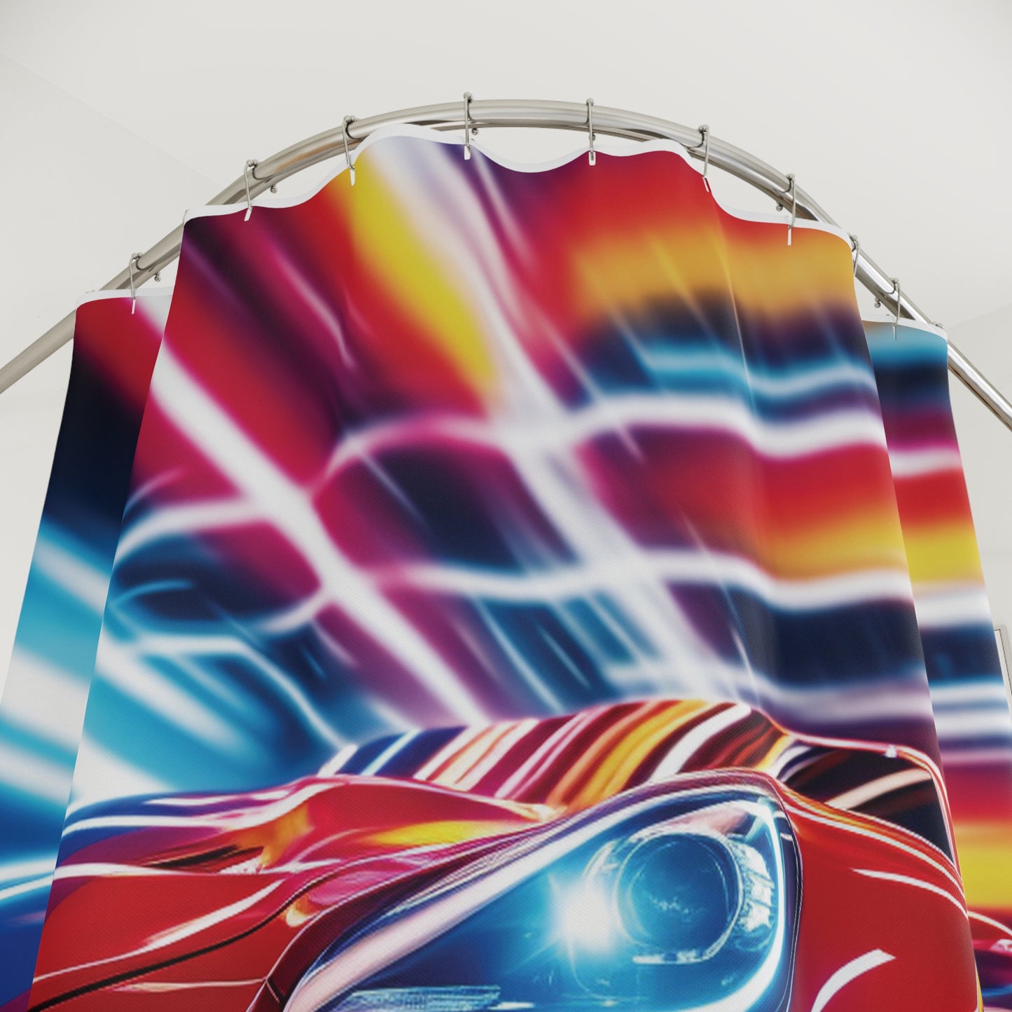 Polyester Shower Curtain Macro Flag Ferrari 1