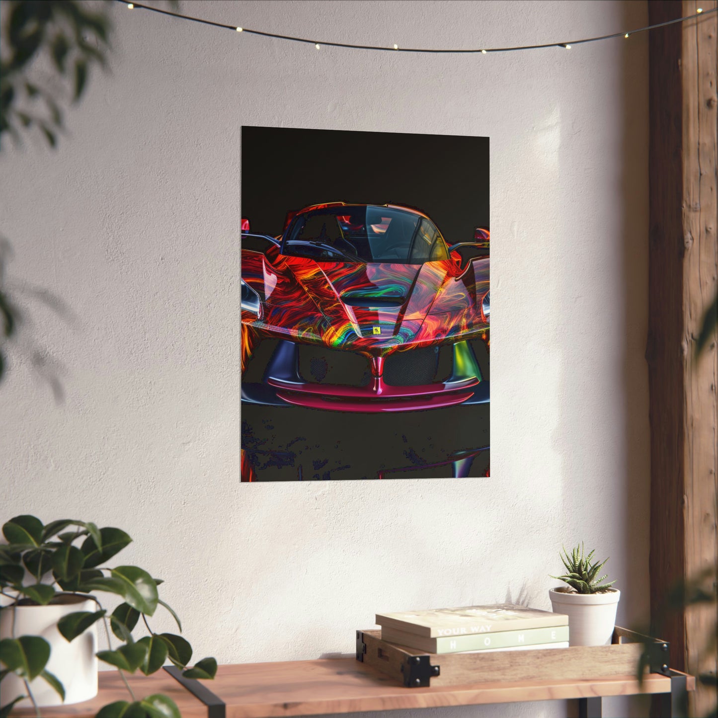 Premium Matte Vertical Posters Ferrari Neon 3