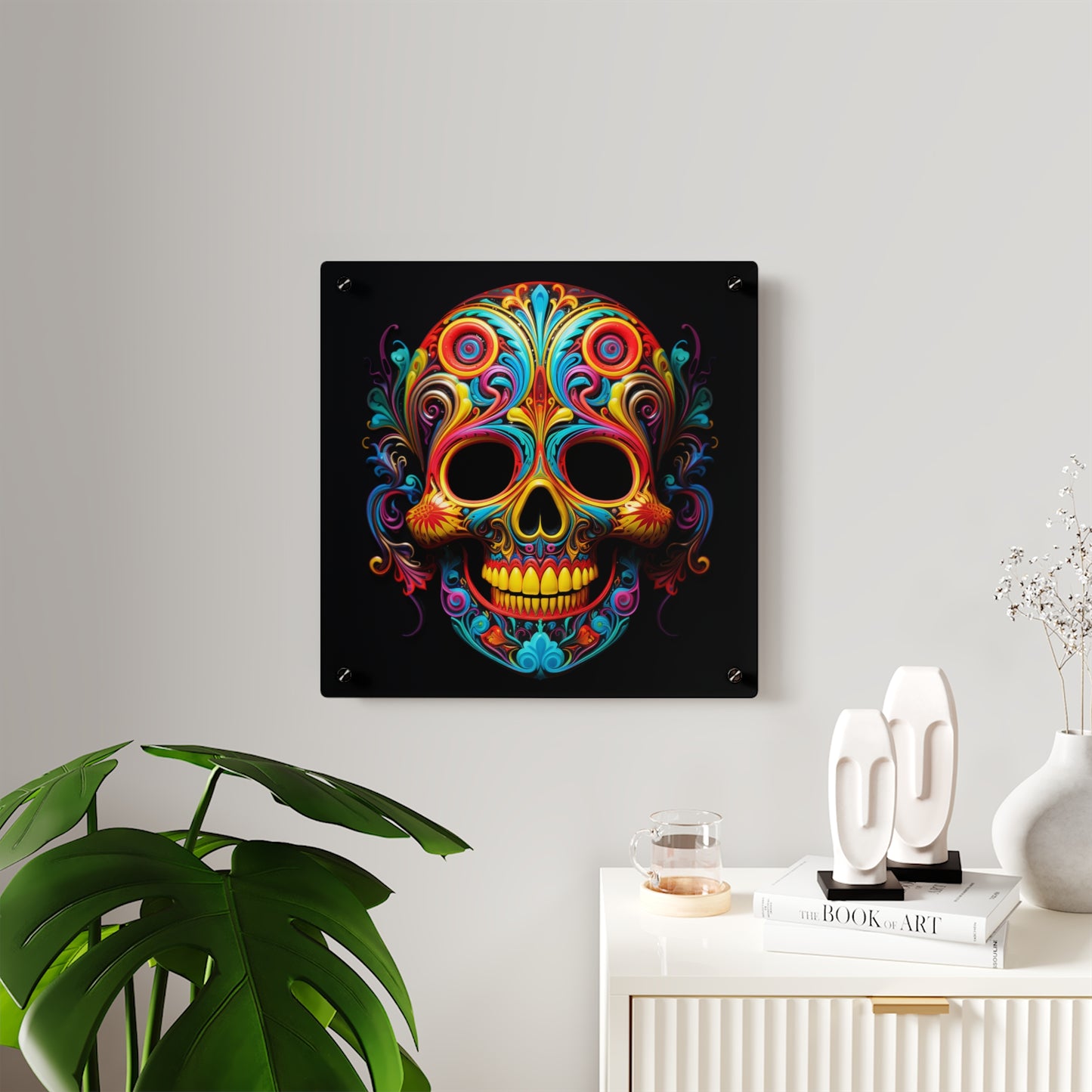 Acrylic Wall Art Panels Macro Skull Color 1