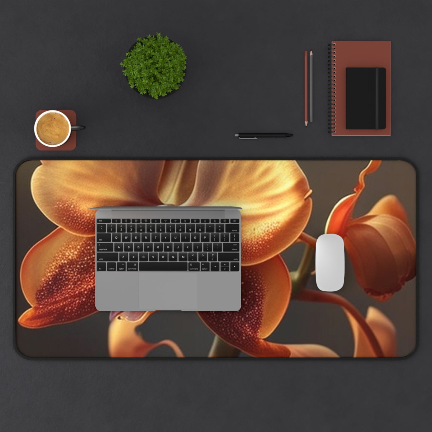 Desk Mat Orange Orchid 1