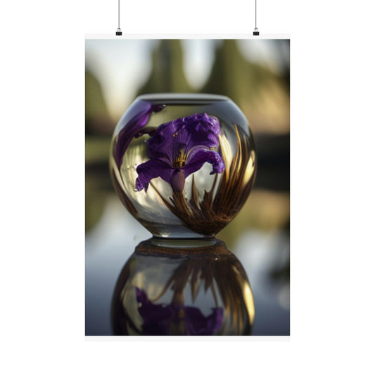 Premium Matte Vertical Posters Purple Iris in a vase 2