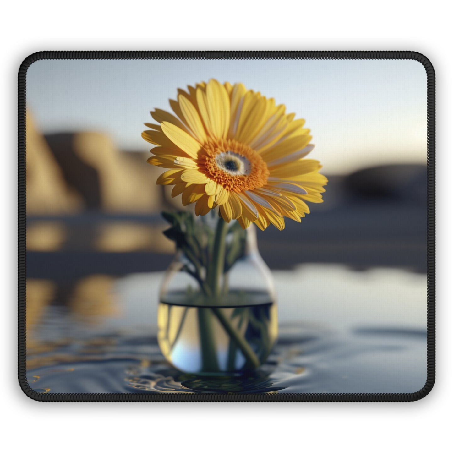 Gaming Mouse Pad  yello Gerbera glass 4