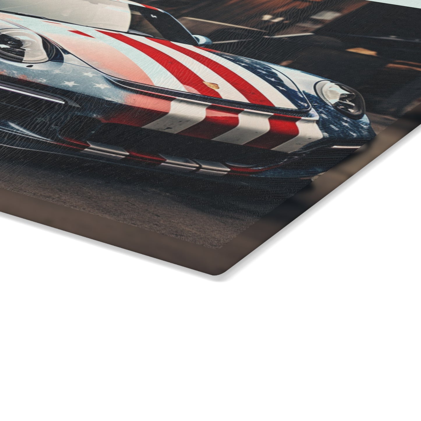 Glass Cutting Board American Flag Porsche 3