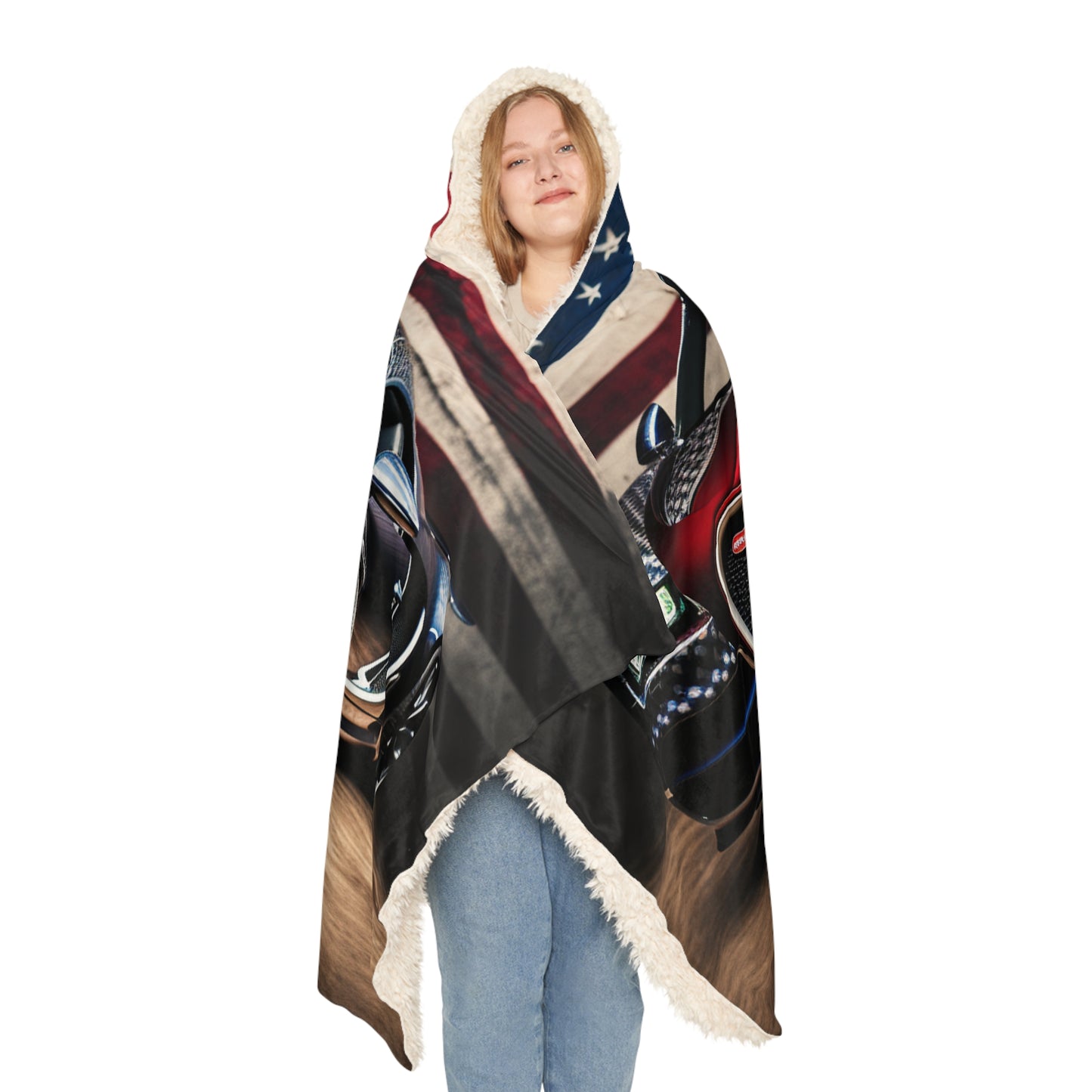 Snuggle Hooded Blanket Bugatti American Flag 1