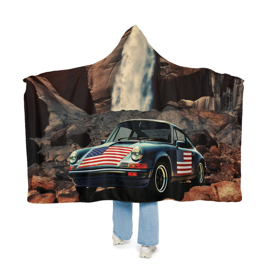 Snuggle Hooded Blanket American Flag Porsche Abstract 2