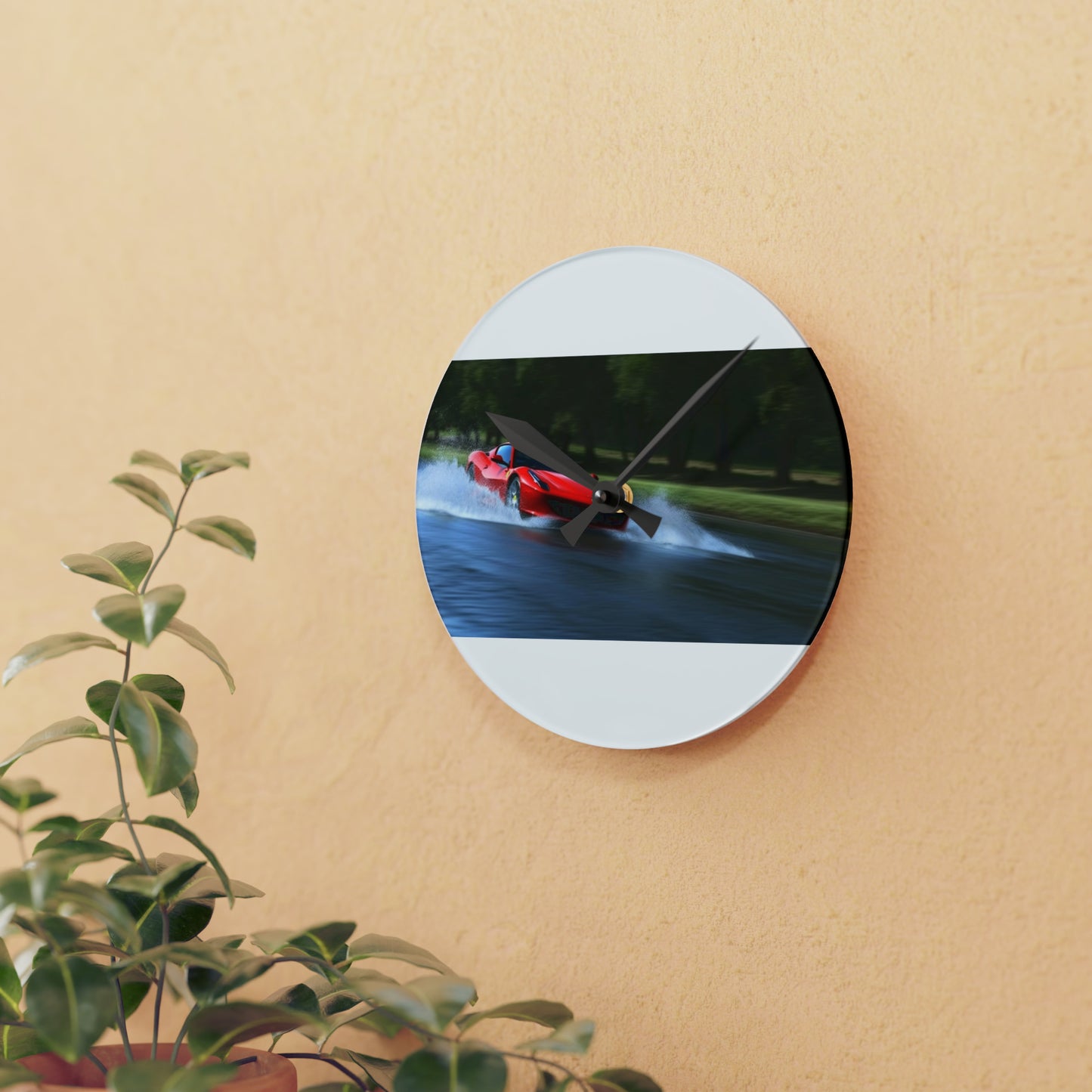 Acrylic Wall Clock Water Ferrari Splash 3