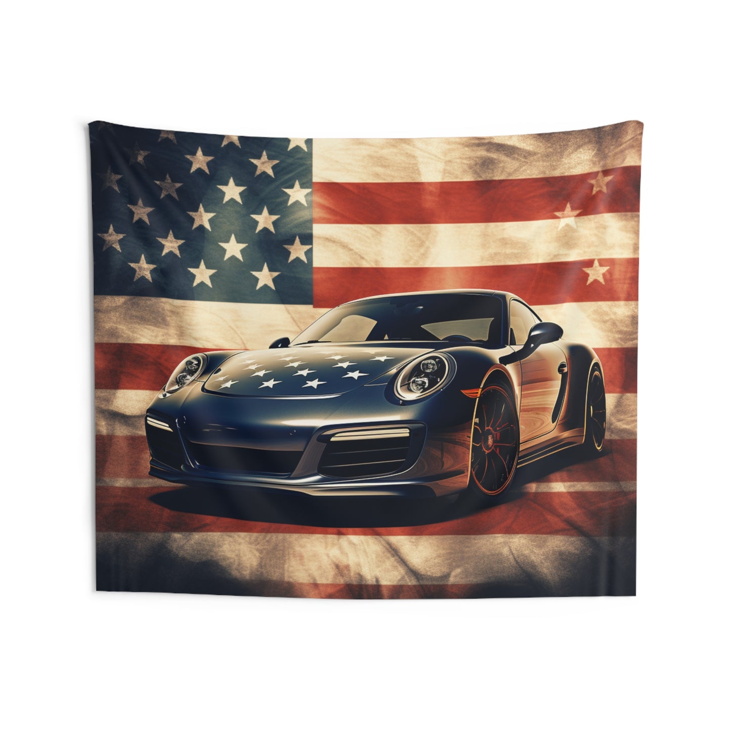 Indoor Wall Tapestries Abstract American Flag Background Porsche 3