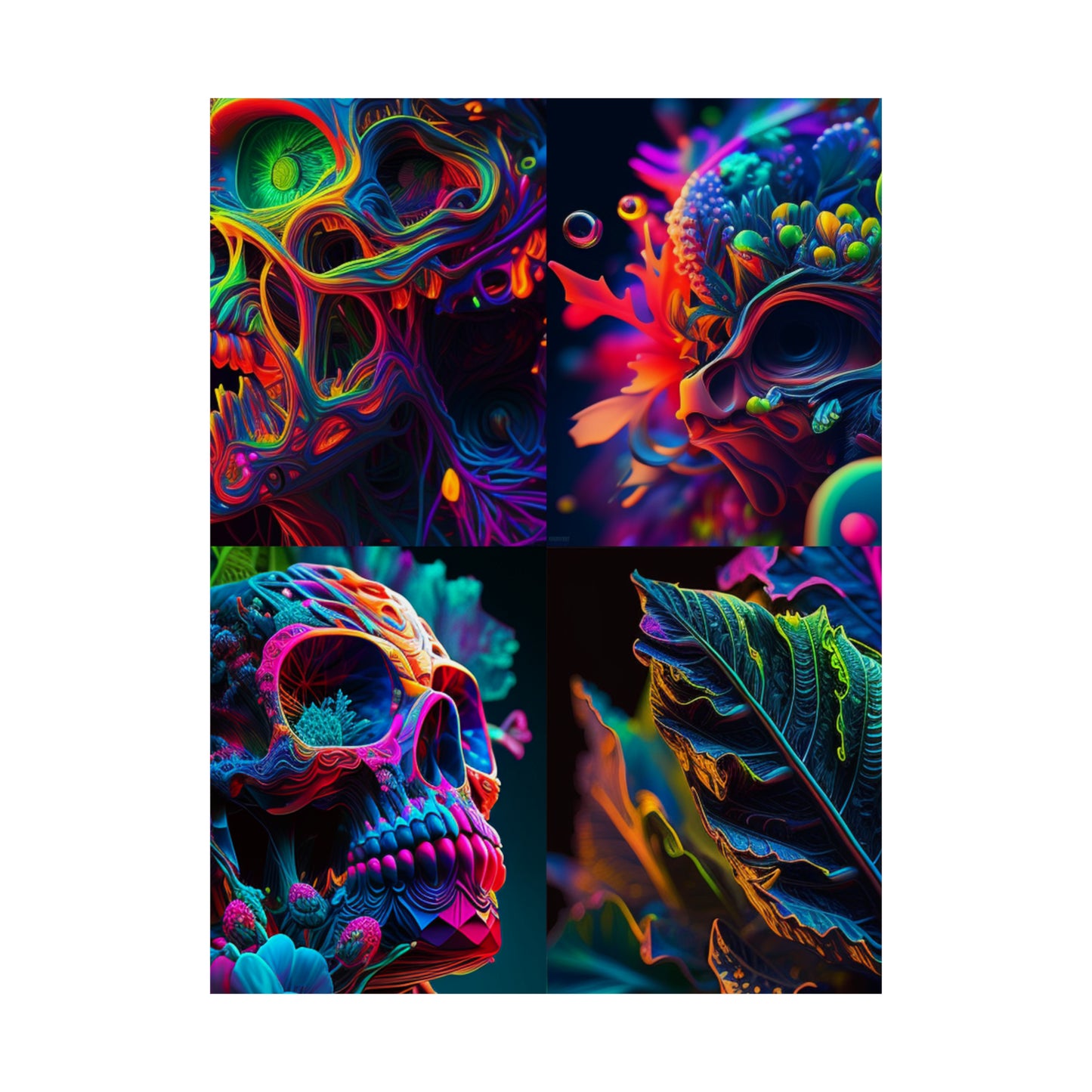 Premium Matte Vertical Posters Florescent Skull Death 5