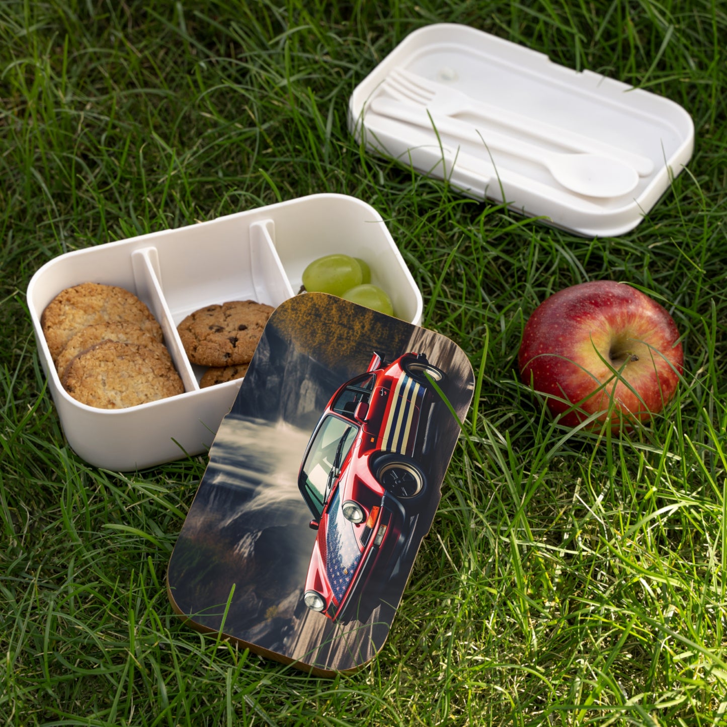 Bento Lunch Box American Flag Porsche Abstract 1