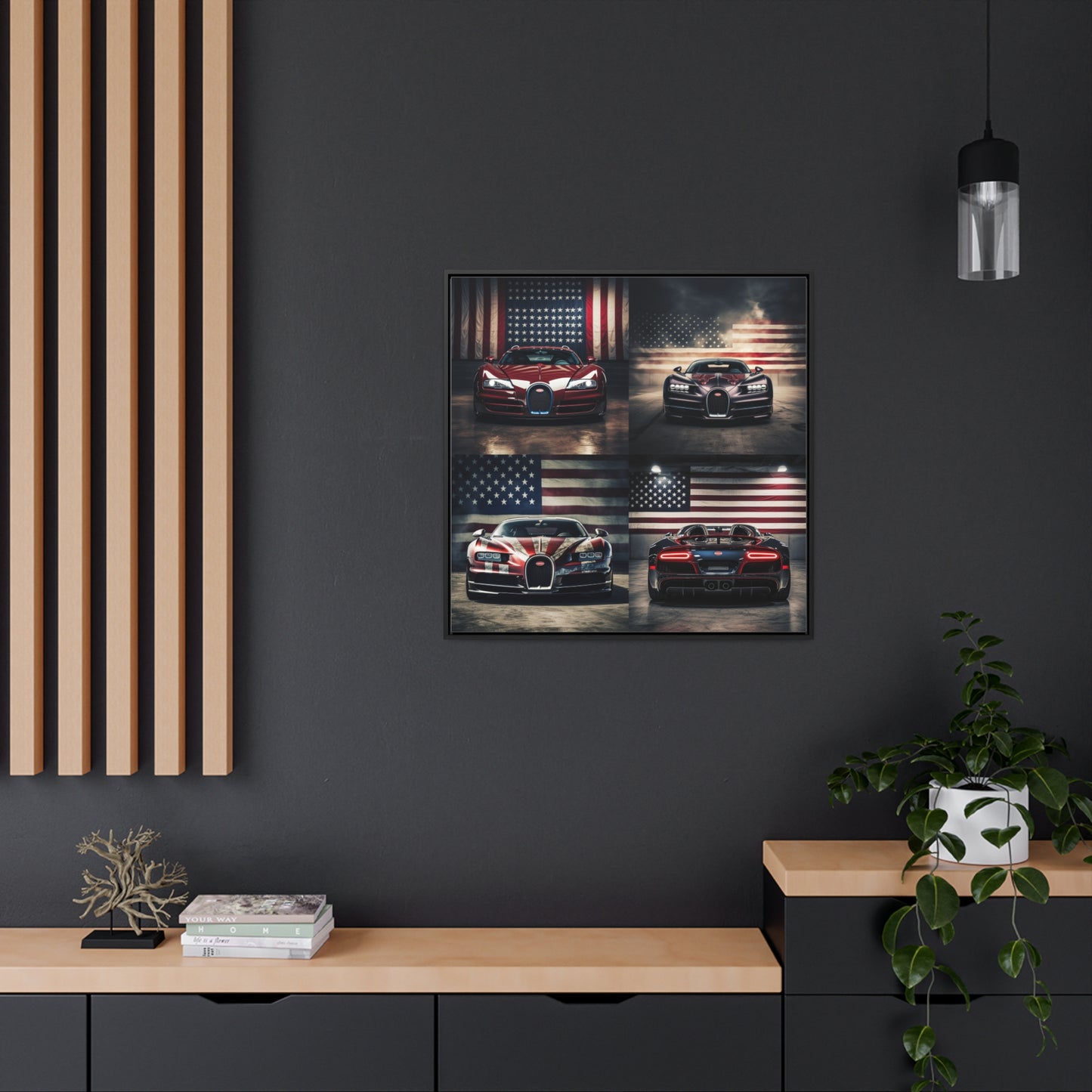 Gallery Canvas Wraps, Square Frame American Flag Background Bugatti 5