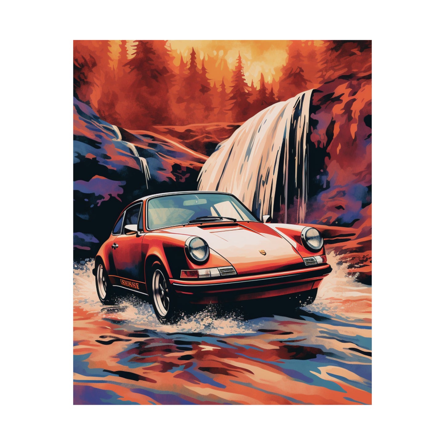 Premium Matte Vertical Posters American Flag Porsche Abstract 4