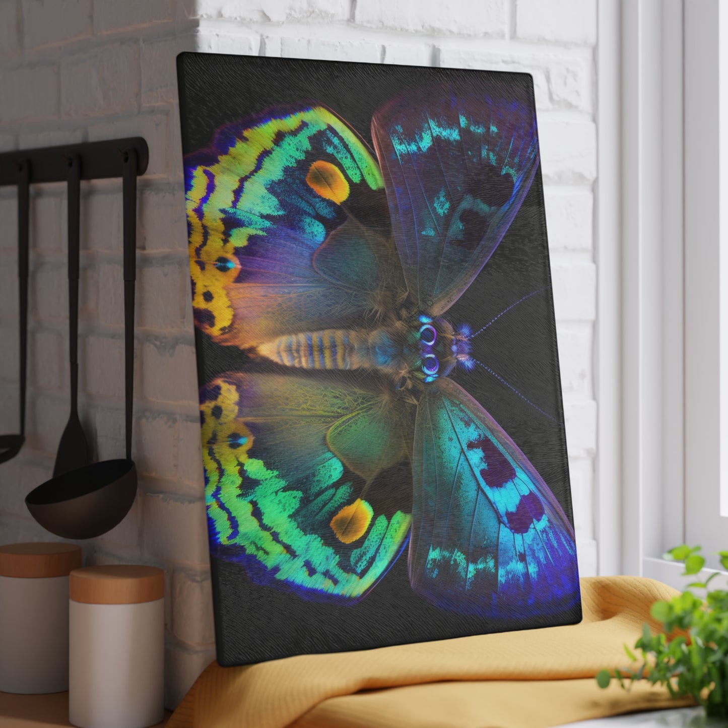 Glass Cutting Board Neon Hue Butterfly 4