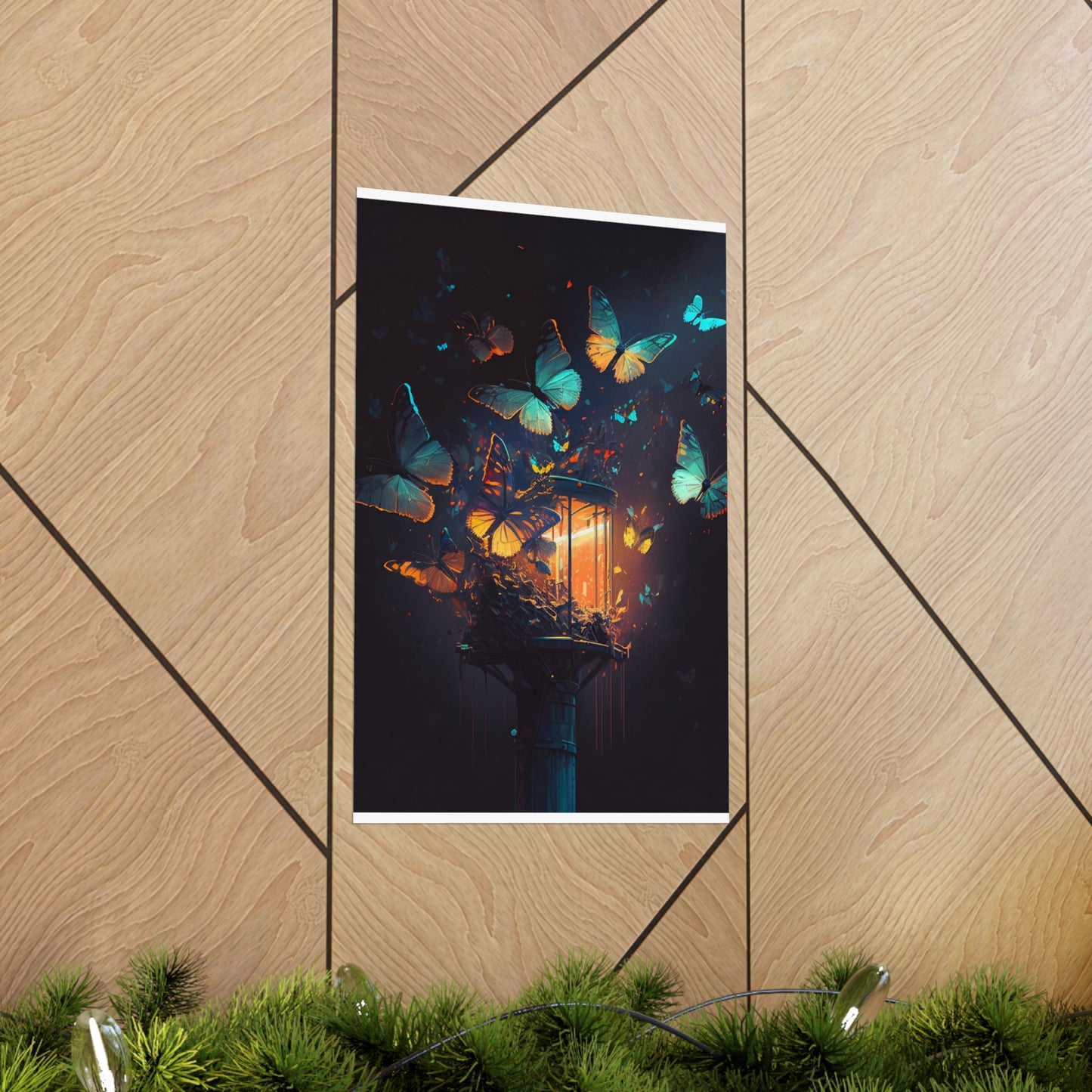 Premium Matte Vertical Posters Street Light Butterfly 1