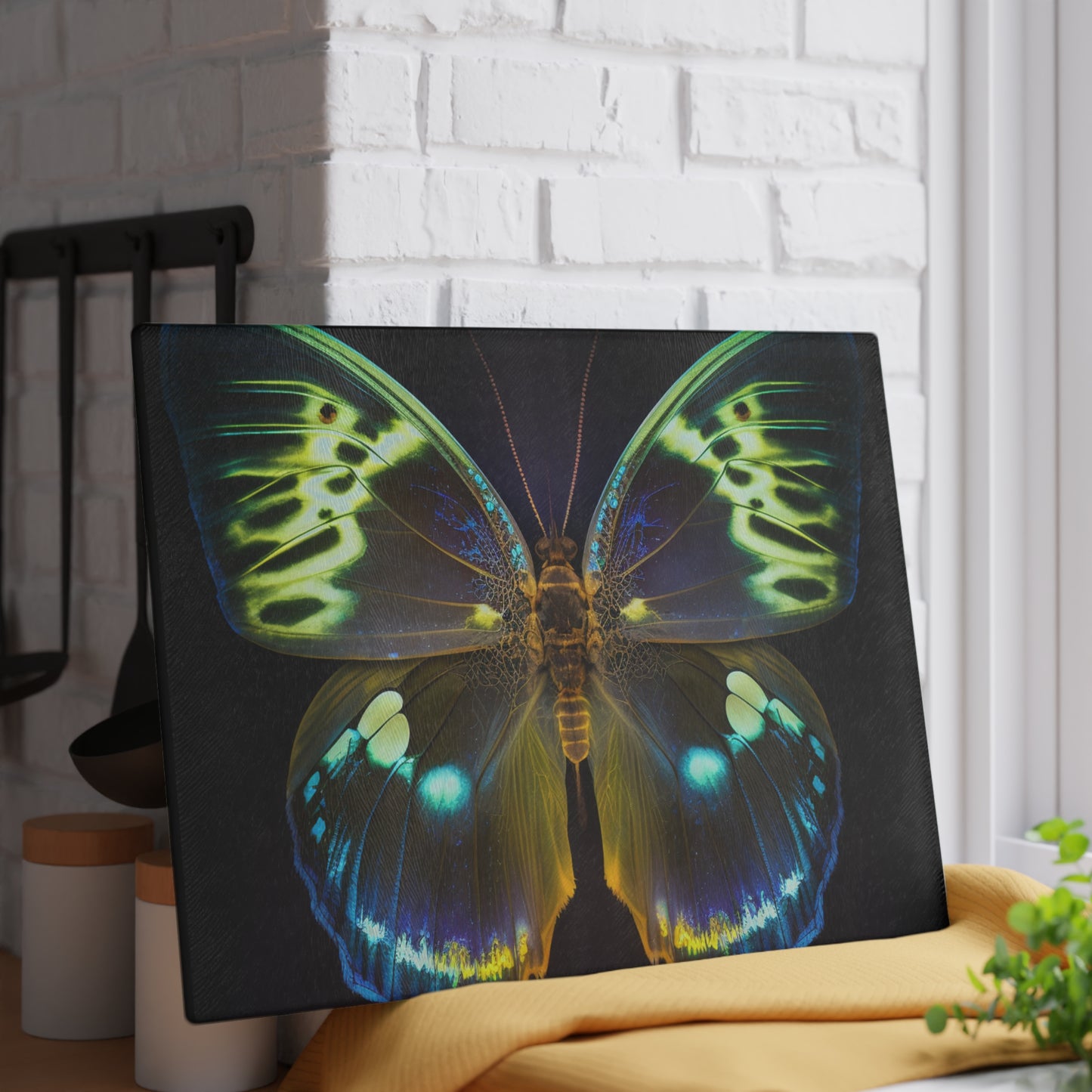 Glass Cutting Board Neon Hue Butterfly 1