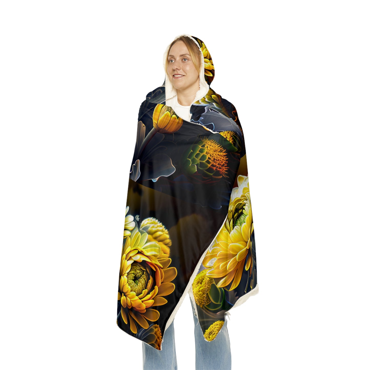 Snuggle Hooded Blanket Yellow Hermosas Flores Amarillas 5