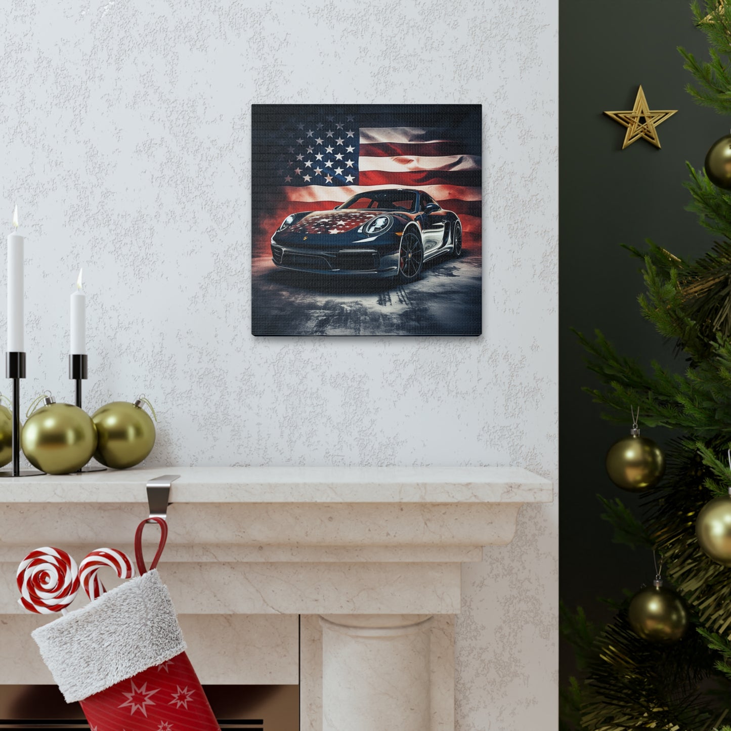 Canvas Gallery Wraps Abstract American Flag Background Porsche 2