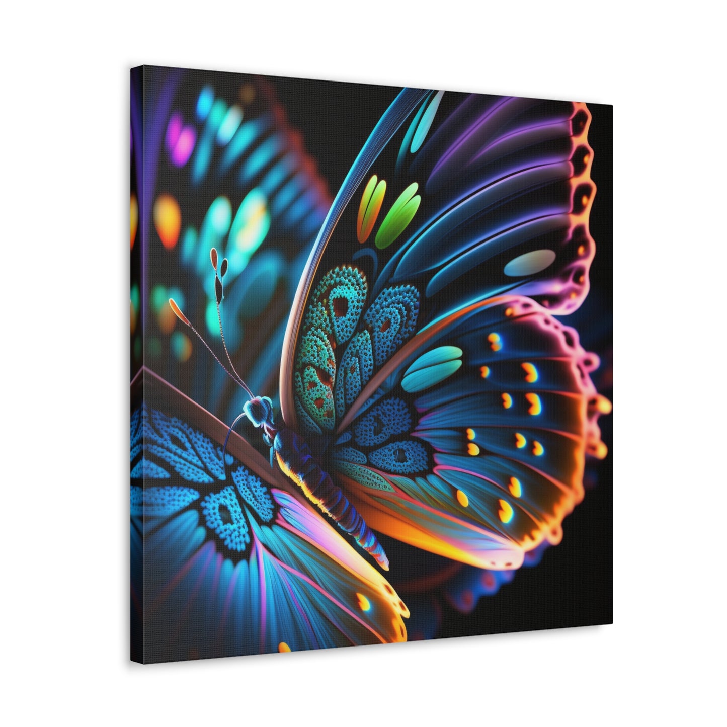 Canvas Gallery Wraps Neon Butterfly Macro 2